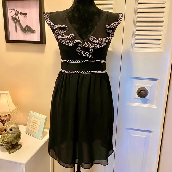 Emmelee Ruffled Edge Semi Sheer Party Dress - Picture 1 of 8